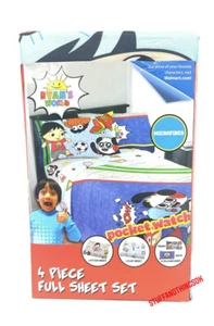 Ryan's World Bettwäsche Super Weich Mikrofaser Laken Set 4 Stück Full Size NEU - Bild 1 von 3
