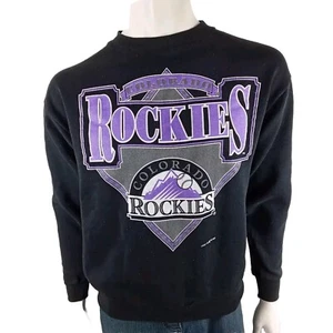 COLORADO ROCKIES vintage mens size M sweater black 1996 Logo 7 pullover jumper - Picture 1 of 8