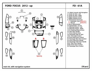 Kit de ajuste de tablero de fibra de carbono para Ford Focus 2012-2014 con navegación interior - Imagen 1 de 1