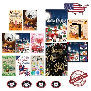 Vibrant 28x40 Inch Double Sided Yard Flags for Holidays - 8 Pack Collection - Picture 1 of 8