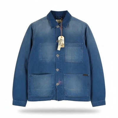 NUDIE JEANS Paul Men'S Jacket S Oden Blue Washed Worker Button Pockets - image 1 of 4