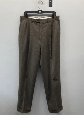 Pal Zileri Brown Cerruti Wool Pleated Cuffed Dress Pants Trousers Men's - Image 1 of 4