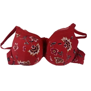 Cacique Bra Womens 44B Red Floral True Embrace T-Shirt Lightly Lined Underwire - Picture 1 of 11