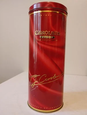 Very Rare Red Carolans Finest Irish Cream Liqueuer Round Tin Canister--Vintage - Image 1 of 4
