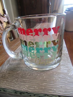 Счастливого Рождества кружка, прозрачное стекло, Anchor Hocking? Очень праздничный - Изображение 1 из 4