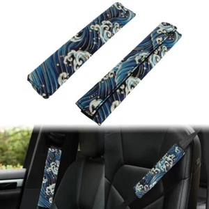 2Pcs SAKURA Blue Wave Fabric Soft Cotton Seat Belt Cover Shoulder Pads - Bild 1 von 9