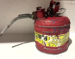 Justrite 2 Gallon Metal Safety Empty Can Canister USED - Picture 1 of 11