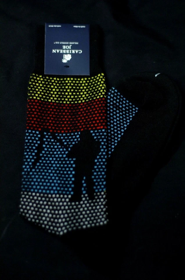 Calcetines informales de vestir a rayas coloridos rojos caribeños para hombre 10-13 Foto 1 de 3