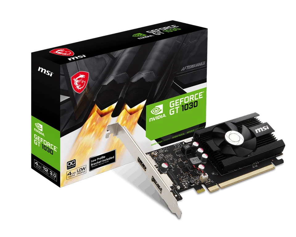 MSI GeForce GT 1030 4GD4 LP OC G103044PC 4GB DDR4 PCI Express 3.0 Graphics card - Image 1 of 4