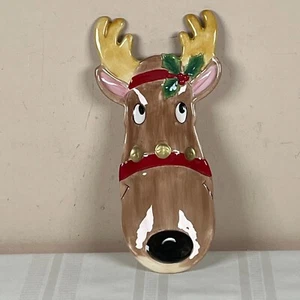 Fitz & Floyd Essentials Christmas Reindeer Snack Therapy Ceramic Plate 12" - Picture 1 of 6