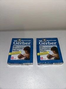 Gerber Disposable Bottles 80 Count 2 Boxes Lot Plastic Liners 8oz Sealed Vintage - Picture 1 of 7