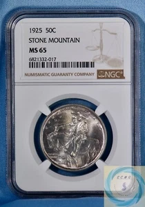 1925 Stone Mountain Commemorative 50c NGC MS65 - Lustrous Vibrant Earth Tones!!! - Picture 1 of 10