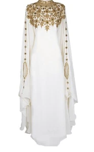 SALE MOROCCAN WHITE DUBAI KAFTANS ABAYA DRESS VERY FANCY LONG GOWN MS 20140 - Picture 1 of 3