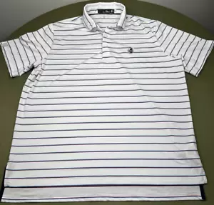 Ralph Lauren RLX Golf Polo Mens Extra Large Indianhead Logo Striped Performance - Picture 1 of 7