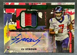 2023 Topps Composite CJ Stroud Green Rookie 3 Color Patch Auto #04/50 Texans RC - Picture 1 of 2