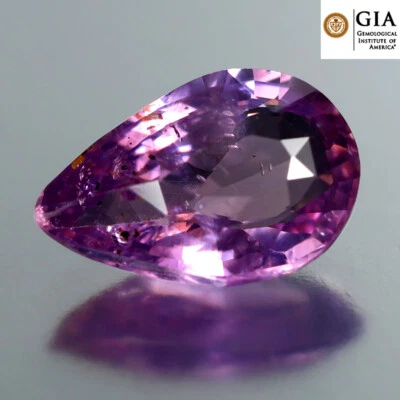 GIA Certified 1.37 ct Pear Cut (9x6 mm) Unheated Natural Purplish Pink Sapphire - Image 1 of 3