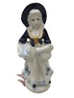 Vintage Lady In Blue And White Dress With Hat & Gold Accents Porcelain