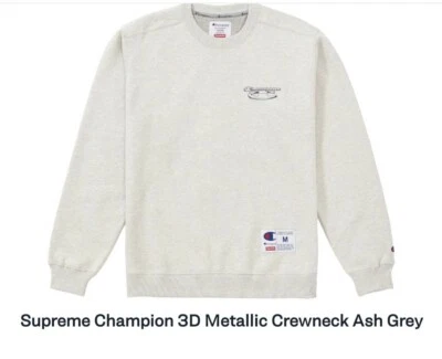 Supreme Champion 3D металлический Crewneck FW18 серый размер большой с соответствующим beani. - Изображение 1 из 2