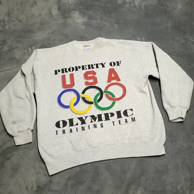 Sudadera De Colección Años 90 Equipo de Entrenamiento Olímpico Cuello Redondo Logo Grande Años 90 Mangas Manchadas Foto 1 de 4