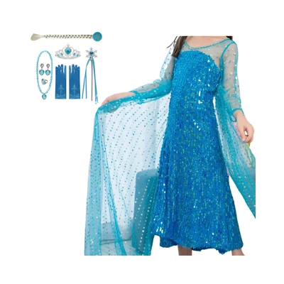 Frozen Elsa Costume: Become the Ice Queen with Dress and Accessories - Image 1 of 4