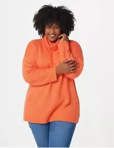 G.I.L.I. Long Sleeve Oversized Turtle Neck Sweater Spring Orange S New Gili - Picture 1 of 4