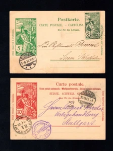 Suiza 1900 - Enteros usados 5 y 10 Rp. (BA-8) - Imagen 1 de 1