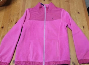Nautica Girls Magenta Zip Up Fleece Jacket Size 12-14 Large EUC - Picture 1 of 8