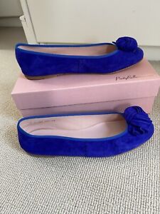 Pretty Ballerinas Purple Suede Ballerina Size 39 UK 6 with Large Knot