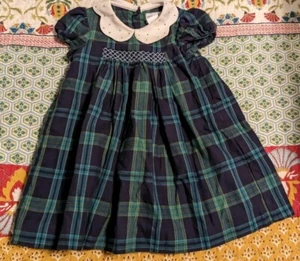 Luli & Me Green & Blue Plaid Collared Dress Toddler Girls 18M - Picture 1 of 3
