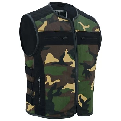 Biker Weste Chopper Motorrad Weste Herren Biker Kutte Tarn Camouflage Textil Neu - Bild 1 von 4