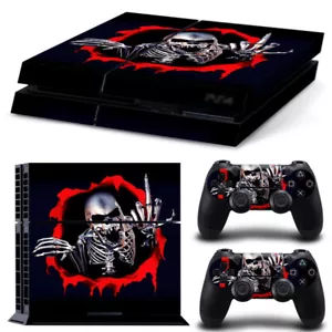 Skeleton Skin Sticker Decals Cover Console +2 Controller Set for PS4 Playstation - Picture 1 of 6