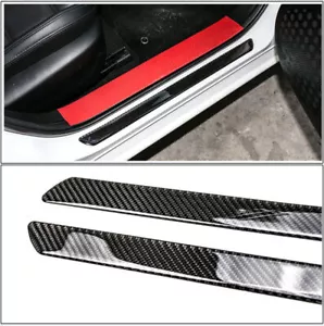 4PCS Carbon Fiber Car Scuff Plate Door Sill Cover Panel Step Protector Guard - Picture 1 of 12