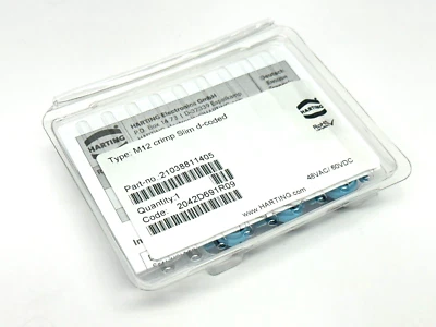 Harting 21038811405 Crimp Slim Design Connector M12 4-Pole D-Coded Male - Image 1 of 4