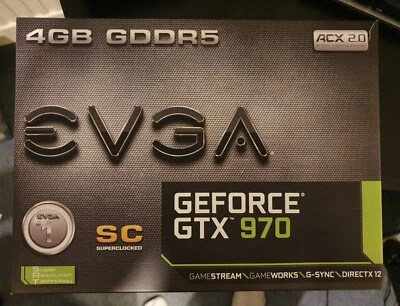 FREE NEXT DAY DELIVERY | EVGA GTX 970 4GB SC GAMING ACX 2.0 GPU | Boxed | - Image 1 of 2
