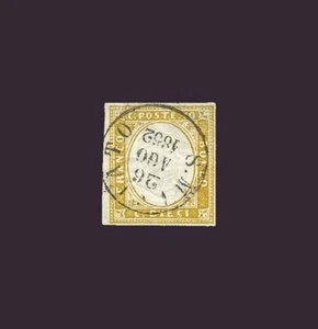 1862 Sardinien: 10c. olivgelb (Nr. 14Dc) selten. Cert. M.Manzoni (L 79) - Bild 1 von 2