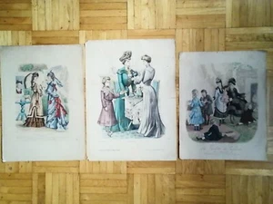 3 ANTIKE FARBLITHOGRAPHIEN AUF PAPIER *PARIS MODE - Bild 1 von 11