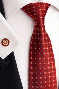 Hombre Corbata de Seda Rojo, Con Gemelos Km 58.1 #21A - Imagen 1 de 3