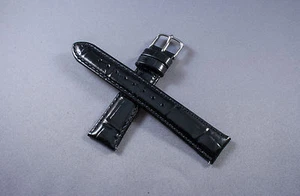 New 22mm Black Genuine Calf Leather Watch Band,Strap Fit LG G Watch R - W110 - Picture 1 of 5