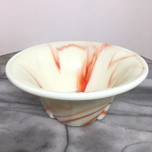 Akro Agate Orange Swirl 340 Dart Slag Glass Bowl Glows with Black Light 6" - Picture 1 of 6