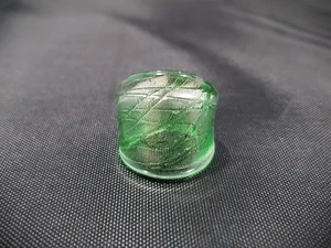 Gorgeous Art Deco Green with Silver Foil Hand Blown Glass Bling Ring size 8.75 - Picture 1 of 5