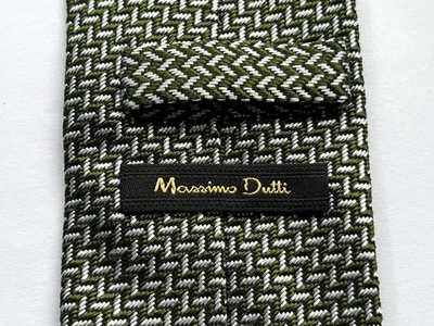Corbata de seda MASSIMO DUTTI estampado verde y plateado Foto 1 de 3