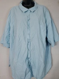 Vintage Woman Within Button Up Shirt Women Size 3X Blue 3/4 Sleeves Textured - Picture 1 of 11