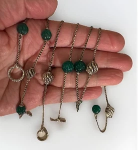 JAI By JOHN HARDY Sterling Silver Green Bead NECKLACE 36” & BRACELET 8” SET - Picture 1 of 10