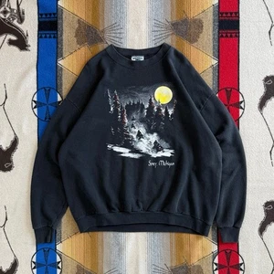 Vintage 90s Snowmobile Outdoor Nature Crewneck Sweatshirt Size XL Made In USA - Picture 1 of 6
