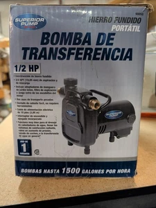 Bomba Superior 90050 1 2 HP Bomba de transferencia de agua de hierro fundido 1500 GPH adaptadores de latón - Imagen 1 de 1