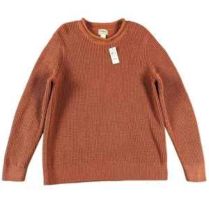 Maglione LL Bean uomo grande arancione ruggine organico girocollo maglia grossa Dadcore - Foto 1 di 8