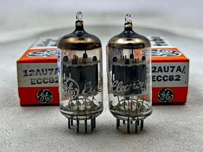Par de tubos GE 12AU7A combinados placas grises códigos coincidentes principios de los años 50 pruebas fuertes Foto 1 de 4