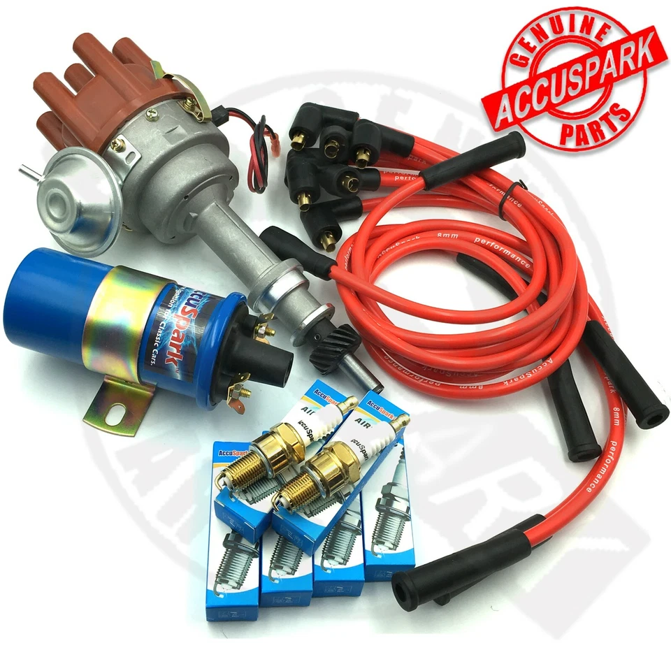 Ford V6 Colonia AccuSpark Distributore, bobina di zavorra, cavi blu, spine iridio  - Immagine 1 di 4