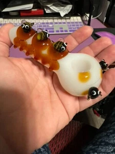 Pipe Glass Bowl Tobacco Smoking Spoon Pipe Cute Bumble Bee Honeycomb Heady Pipe - Picture 1 of 3