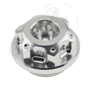 Tapa de aceite de motor CNC GP plateada para Kawasaki Ninja ZX EX Top CNC relleno de aluminio - Imagen 1 de 3